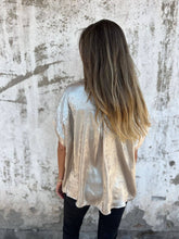 Load image into Gallery viewer, Smart Metallic Textured Button-down short sleeve blouse
