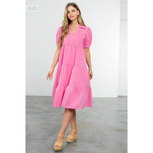 Load image into Gallery viewer, /Size XL/ Collared Tiered Short Sleeve Midi Dress
