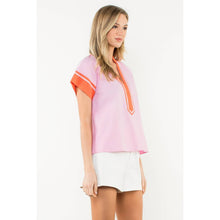Load image into Gallery viewer, Contrast Trim Short Sleeve Top
