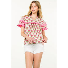 Load image into Gallery viewer, Short Sleeve Floral Print Top
