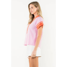 Load image into Gallery viewer, Contrast Trim Short Sleeve Top

