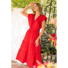 Load image into Gallery viewer, Ruffle Shoulder Tiered Floral Maxi Dress
