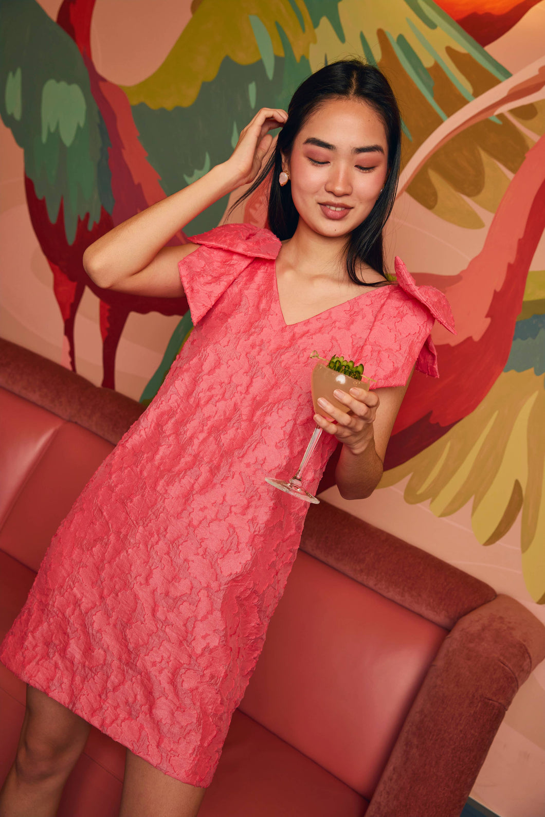 Meredith Dress Hot Coral Organza