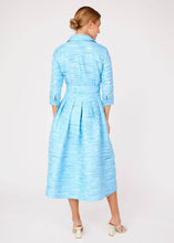 Load image into Gallery viewer, Cecilia Midi Dress Blue Textured Dupioni
