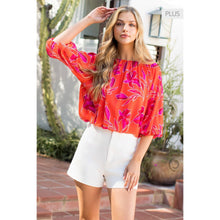 Load image into Gallery viewer, /Size XL/ Floral Puff Sleeve Pleated Blouse
