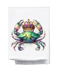 Load image into Gallery viewer, Dish Towel, Mardi Gras, Crab with crown
