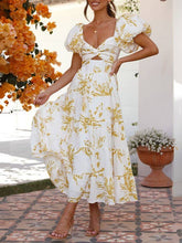 Load image into Gallery viewer, Puff off the shoulder twist floral prairie maxi dress
