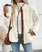 Load image into Gallery viewer, Contrast Color Polar Fleece Short Stand Collar Casual Jacket
