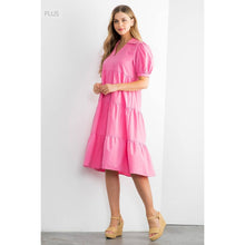 Load image into Gallery viewer, /Size XL/ Collared Tiered Short Sleeve Midi Dress
