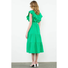 Load image into Gallery viewer, Ruffle Shoulder Tiered Floral Maxi Dress
