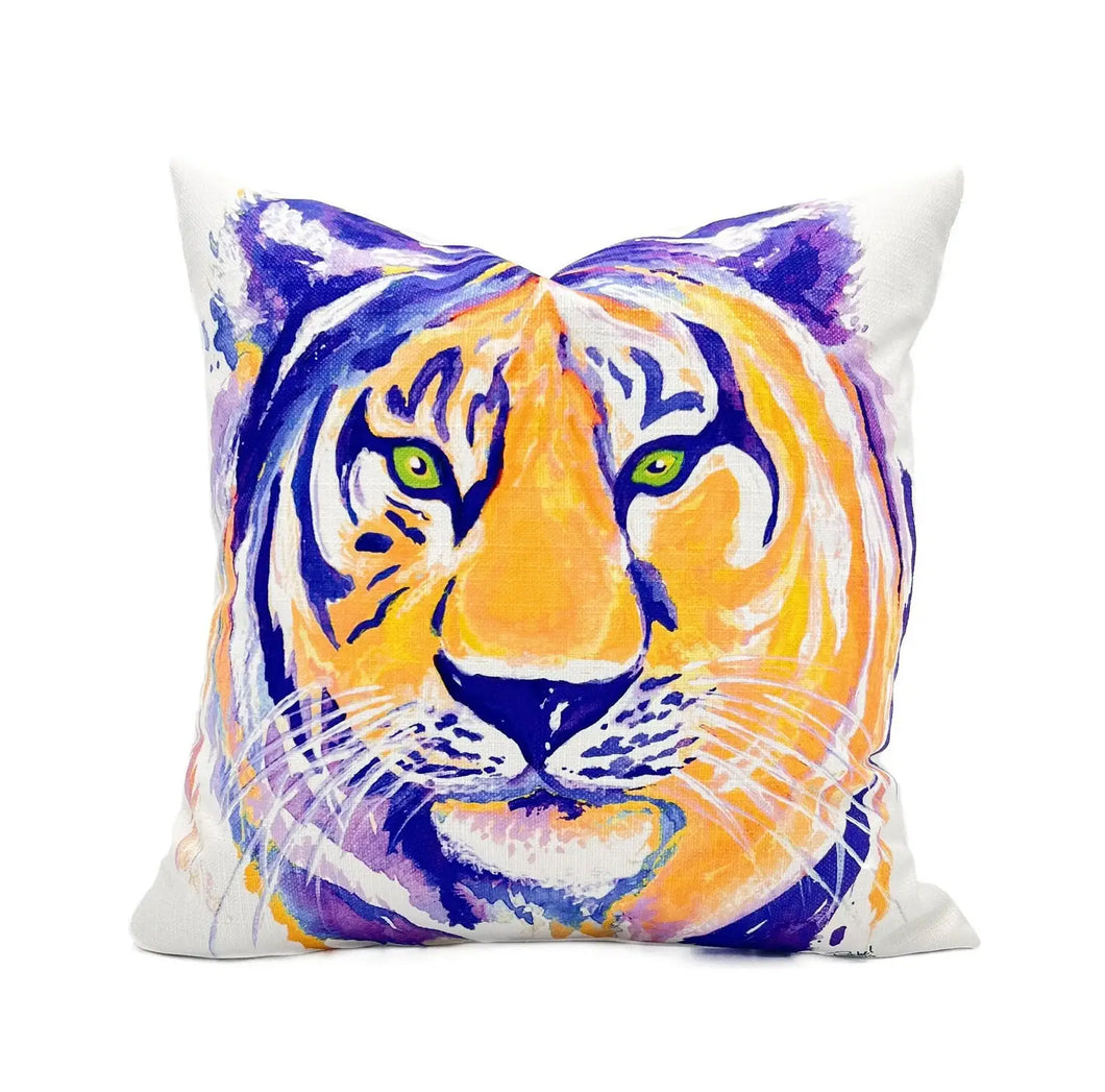 Purple and Yellow Tiger Pillow - Collegiate Pillow