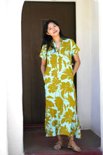 Load image into Gallery viewer, Carrie Cotton Dress Turquoise Olive
