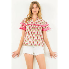 Load image into Gallery viewer, Short Sleeve Floral Print Top
