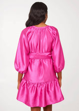 Load image into Gallery viewer, Elise Mini Dress Hot Pink Dupioni
