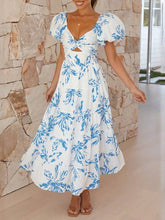 Load image into Gallery viewer, Puff off the shoulder twist floral prairie maxi dress
