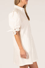 Load image into Gallery viewer, Poplin Ribbon Sleeve Tie Button Up Dress
