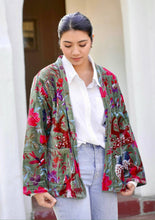 Load image into Gallery viewer, Astrid Velvet Jacket Green OS
