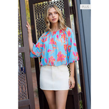 Load image into Gallery viewer, /Size XL/ Floral Puff Sleeve Pleated Blouse
