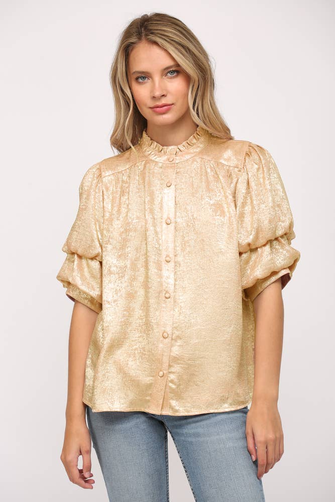 FOILED WOVEN BLOUSE