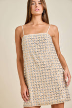 Load image into Gallery viewer, FLOWER SEQUIN EMBLISHED SLEEVELESS MINI DRESS

