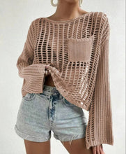Load image into Gallery viewer, Hollow Out Knit Drop Sleeve Sweater
