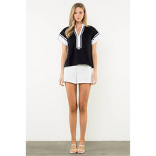 Load image into Gallery viewer, Contrast Trim Short Sleeve Top

