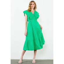 Load image into Gallery viewer, Ruffle Shoulder Tiered Floral Maxi Dress
