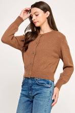 Load image into Gallery viewer, RT-4106-6 KNITTED CARDIGAN WITH BOW DETAIL BUTTONS-COCOA
