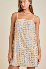 Load image into Gallery viewer, FLOWER SEQUIN EMBLISHED SLEEVELESS MINI DRESS
