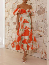 Load image into Gallery viewer, Puff off the shoulder twist floral prairie maxi dress
