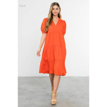 Load image into Gallery viewer, /Size XL/ Collared Tiered Short Sleeve Midi Dress
