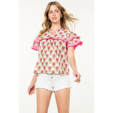 Load image into Gallery viewer, Short Sleeve Floral Print Top
