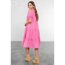 Load image into Gallery viewer, /Size XL/ Collared Tiered Short Sleeve Midi Dress
