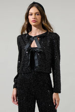 Load image into Gallery viewer, Katy Sequin Bow Tie Cardigan
