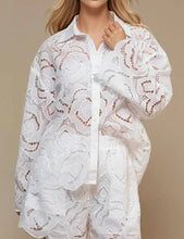 Load image into Gallery viewer, Ladies Hallow Out Botton Down Shirt Shorts 2PCS Set SKST50314
