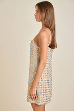 Load image into Gallery viewer, FLOWER SEQUIN EMBLISHED SLEEVELESS MINI DRESS
