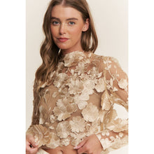Load image into Gallery viewer, 3D FLOWER EMBROIDERY SLIM FIT CROP TOP
