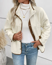 Load image into Gallery viewer, Contrast Color Polar Fleece Short Stand Collar Casual Jacket
