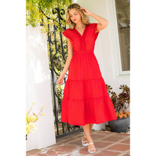 Load image into Gallery viewer, Ruffle Shoulder Tiered Floral Maxi Dress
