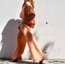 Load image into Gallery viewer, 2 piece Linen Blouse and Pant Set, Size Sm - 5XL
