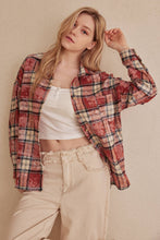 Load image into Gallery viewer, Oversized Plaid Shirt with Star Patches

