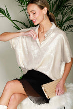 Load image into Gallery viewer, Collared Neck Button Down Metallic Woven Blouse Top VT81625F

