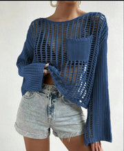 Load image into Gallery viewer, Hollow Out Knit Drop Sleeve Sweater
