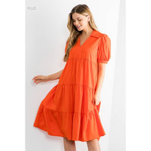 Load image into Gallery viewer, /Size XL/ Collared Tiered Short Sleeve Midi Dress
