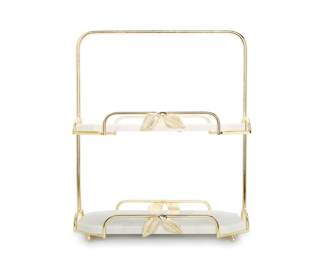 2-Tier Marble and Gold Centerpiece