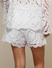 Load image into Gallery viewer, Ladies Hallow Out Botton Down Shirt Shorts 2PCS Set SKST50314
