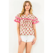 Load image into Gallery viewer, Short Sleeve Floral Print Top
