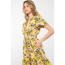 Load image into Gallery viewer, Short Sleeve Smocked Leaf Print Dress
