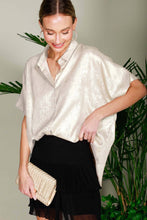 Load image into Gallery viewer, Collared Neck Button Down Metallic Woven Blouse Top VT81625F
