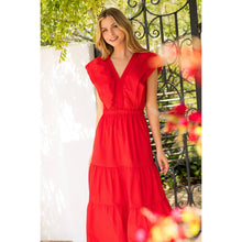 Load image into Gallery viewer, Ruffle Shoulder Tiered Floral Maxi Dress
